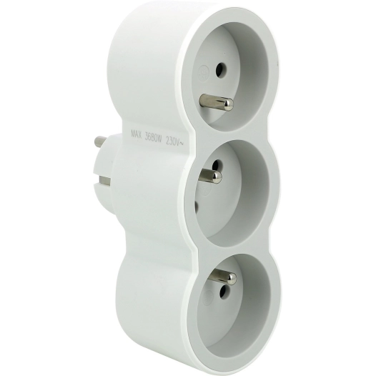 Fiche multiprise 3 prise frontales blanche et grise - LEGRAND