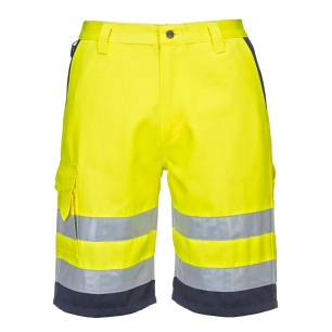 Bermuda HiVis Poly-coton couleur : Jaune/Marine taille XL - PORTWEST