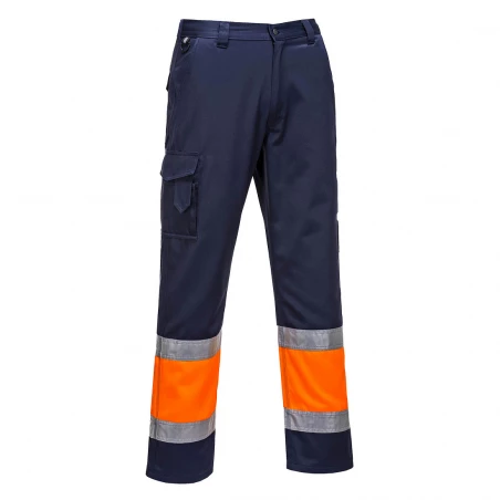 Pantalon combat Hi-Vis Bicolore couleur : Orange/Marine taille S - PORTWEST