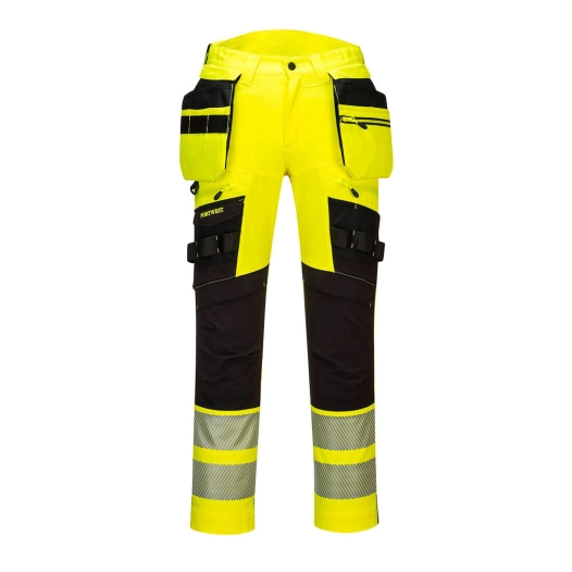 Pantalon DX4 haute-Visibilité avec poches flottantes démontables couleur : Jaune/Noir taille 36 - PORTWEST