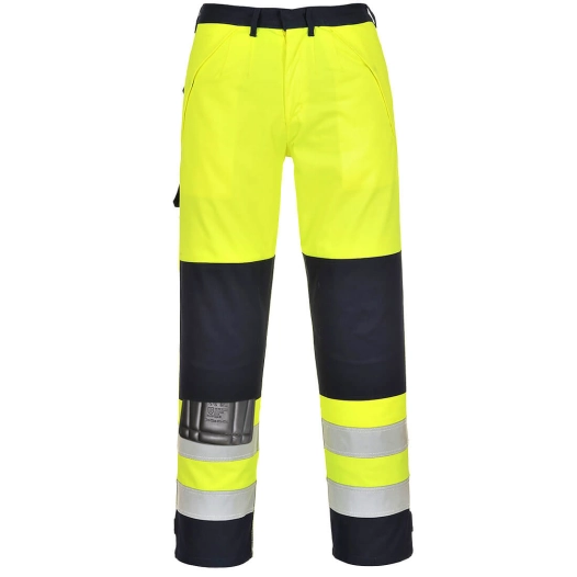 Pantalon Haute-visibilité Multirisques couleur : Jaune/Marine taille XL - PORTWEST
