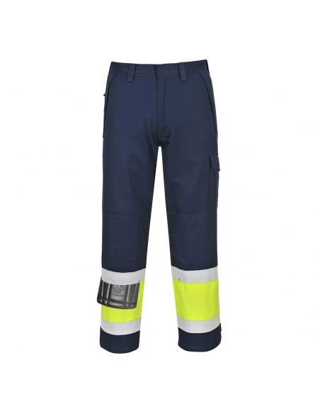 Pantalon Hi-Vis MODAFLAME couleur : Jaune/Marine taille S - PORTWEST