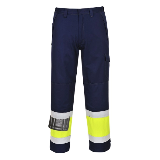 Pantalon Hi-Vis MODAFLAME couleur : Jaune/Marine Tal taille M - PORTWEST
