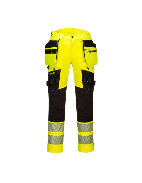 Pantalon DX4 haute-Visibilité avec poches flottantes démontables couleur : Jaune/Noir taille 41 - PORTWEST