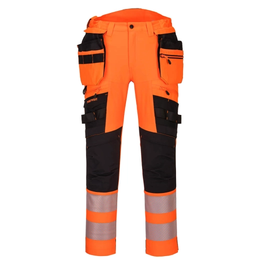 Pantalon DX4 haute-Visibilité avec poches flottantes démontables couleur : Orange/Noir taille 46 - PORTWEST