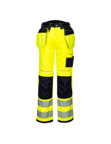 Pantalon HV PW3 poches flottantes couleur : Jaune/Noir taille 56 - PORTWEST