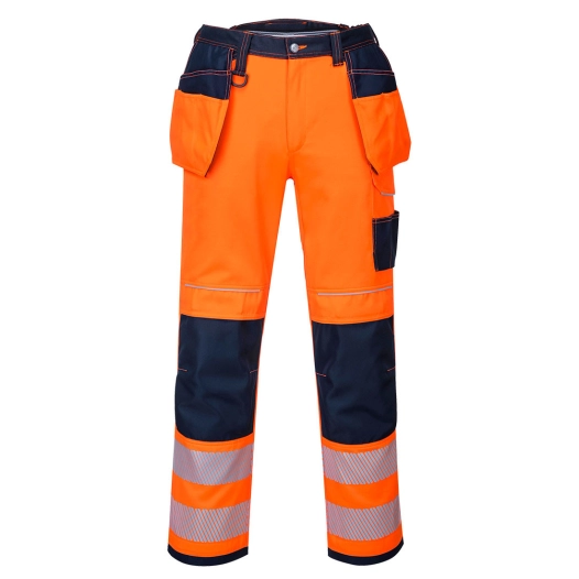 Pantalon HV PW3 poches flottantes couleur : Orange/Marine taille 50 - PORTWEST