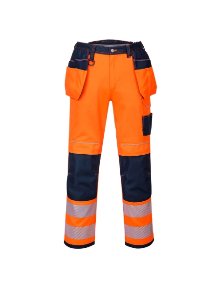 Pantalon HV PW3 poches flottantes couleur : Orange/Marine taille 41 - PORTWEST