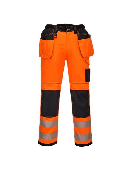Pantalon HV PW3 poches flottantes couleur : Orange/Noir taille 40 - PORTWEST