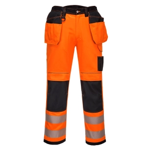 Pantalon HV PW3 poches flottantes couleur : Orange/Noir taille 50 - PORTWEST