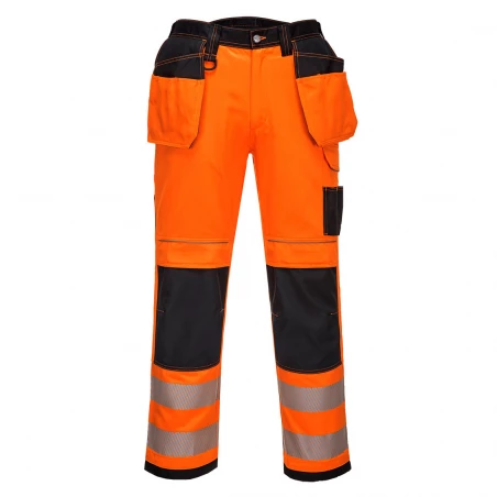 Pantalon HV PW3 poches flottantes couleur : Orange/Noir taille 56 - PORTWEST