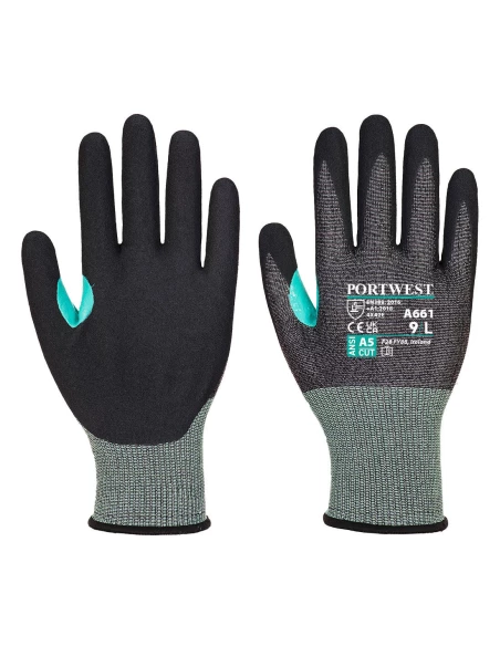 Gant anti coupure en mousse nitrile VHR18 couleur : Noir taille M - PORTWEST