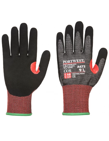 Gant anti-coupures cuir AHR13 couleur : Noir taille M - PORTWEST