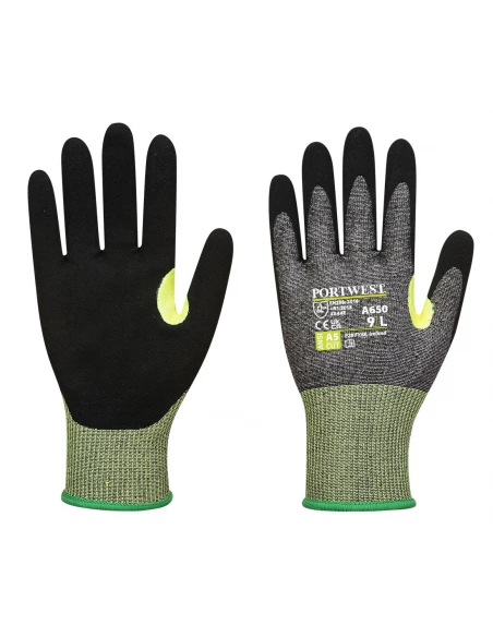 Gant anti-coupures enduit en mousse nitrile VHR15 couleur : Gris/Noir taille M - PORTWEST