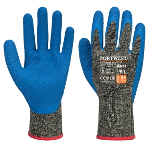 Gant anticoupures Aramide latex HR couleur : Noir/Bleu taille S - PORTWEST