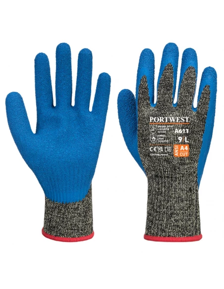 Gant anticoupures Aramide latex HR couleur : Noir/Bleu taille XL - PORTWEST