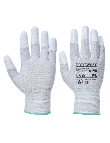 Gant Antistatique doigts enduit PU couleur : Gris taille S - PORTWEST