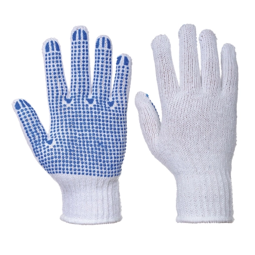 Gant Classique Tricoté Picots PVC couleur : Blanc/Bleu taille M - PORTWEST