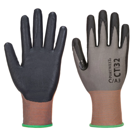 Gant Coupure CT MR18 Micro Mousse Nitrile couleur : Gris/Noir taille XL - PORTWEST