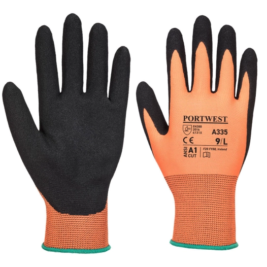 Gant Dermi-Grip NPR15 Nitrile Sablé couleur : Orange/Noir taille S - PORTWEST
