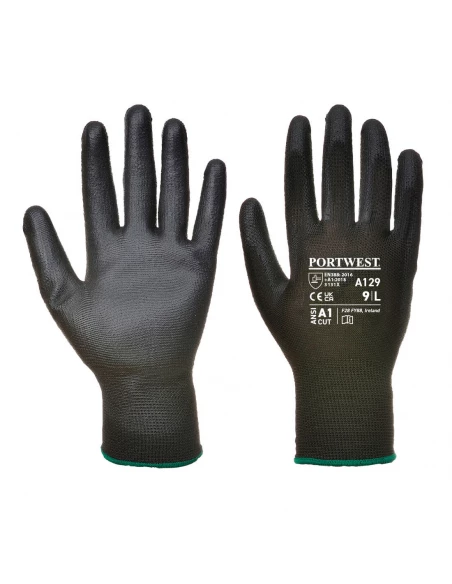 Gant enduit paume Polyuréthane - Carton (480 paires) couleur : Noir taille S - PORTWEST