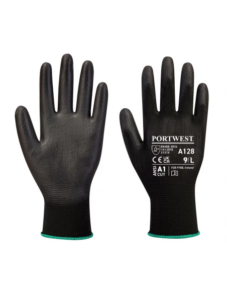 Gant enduit PU paume sans latex - Paquet individuel couleur : Noir taille M - PORTWEST