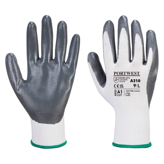 Gant Flexo Grip enduit Nitrile couleur : Gris/Blanc taille XS - PORTWEST