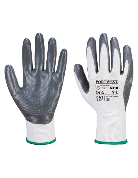 Gant Flexo Grip enduit Nitrile couleur : Gris/Blanc taille XS - PORTWEST