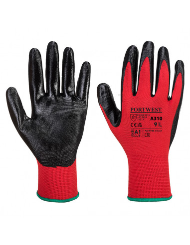 Gant Flexo Grip enduit Nitrile couleur : Rouge/noir taille L - PORTWEST