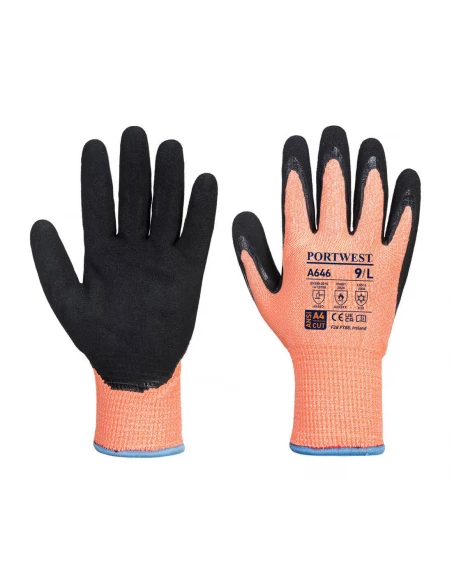 Gant Hiver Vis-Tex HR Cut nitrile couleur : Orange/Noir taille XL - PORTWEST