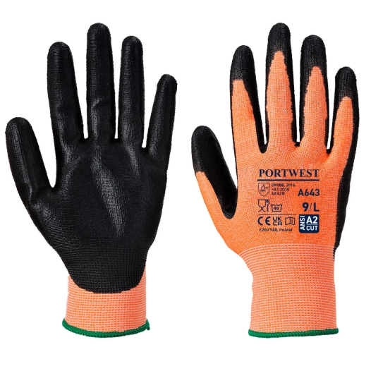 Gant mousse nitrile Ambre coupure B couleur : Ambre taille M - PORTWEST