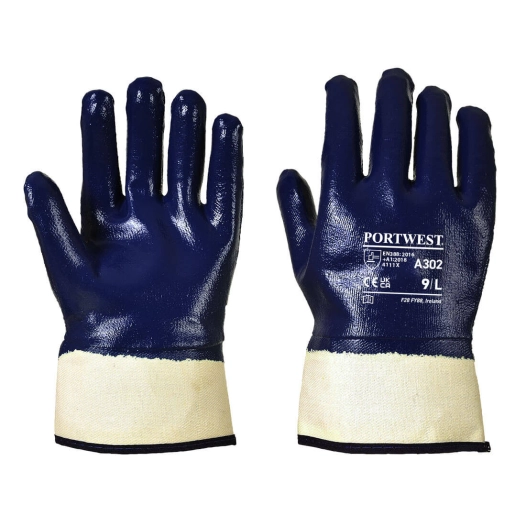 Gant Nitrile tout enduit manchette couleur : Marine taille XL - PORTWEST
