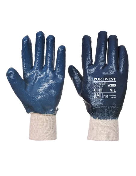 Gant nitrile, poignet tricot couleur : Marine taille L - PORTWEST