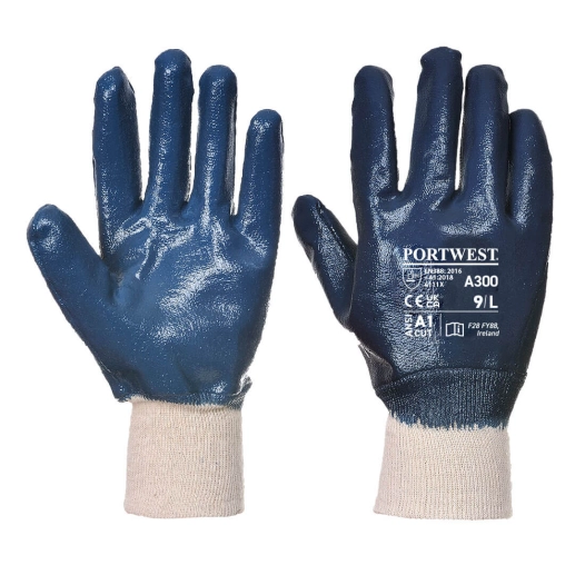 Gant nitrile, poignet tricot couleur : Marine taille M - PORTWEST