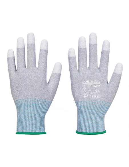 Gant paume enduite PU ESD - Paquet de 12 couleur : Gris/Blanc taille L - PORTWEST