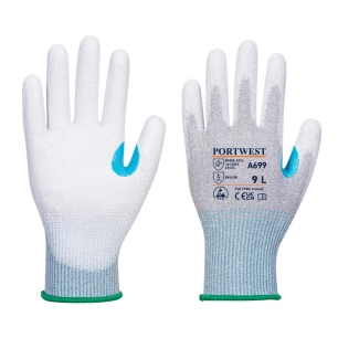 Gant paume enduite PU ESD - Paquet de 12 couleur : Gris/Blanc taille XL - PORTWEST