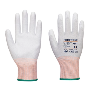 Gant paume enduite PU ESD - Paquet de 12 couleur : Gris/Blanc taille XXL - PORTWEST