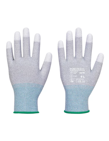 Gant paume enduite PU ESD - Paquet de 12 couleur : Gris/Blanc taille XXL - PORTWEST
