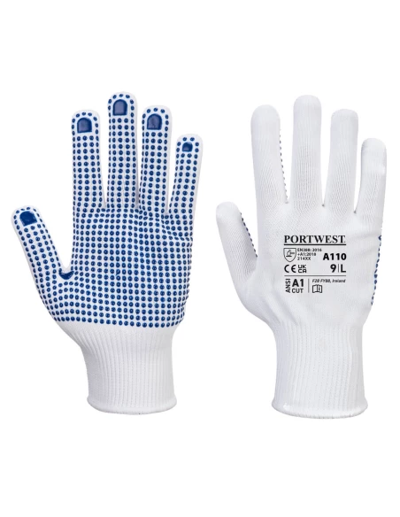 Gant Polka Picots PVC couleur : Blanc/Bleu taille L - PORTWEST