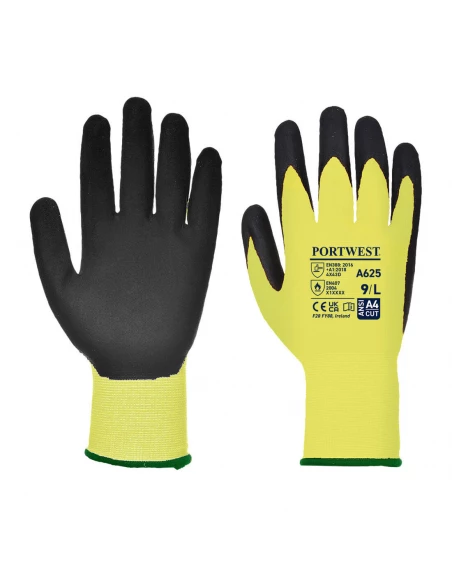 Gant PU Vis-Tex coupure D couleur : Jaune/Noir taille L - PORTWEST