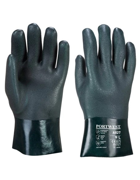 Gant PVC 27cm double trempage couleur : Vert taille XL - PORTWEST