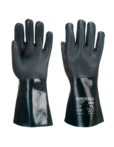 Gant PVC 35cm double trempage couleur : Vert taille XL - PORTWEST