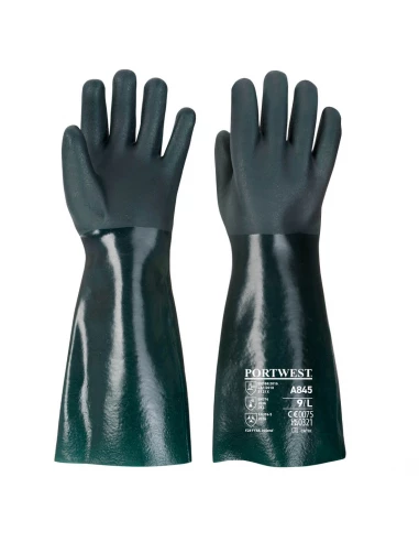 Gant PVC 45cm double trempage couleur : Vert taille XL - PORTWEST