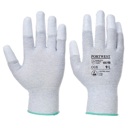 Gant Vending Fingertip antistatique enduit PU couleur : Gris taille S - PORTWEST