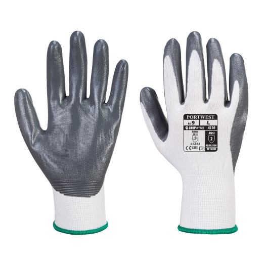 Gant Vending Flexo Grip Nitrile couleur : Blanc/Gris taille XL - PORTWEST