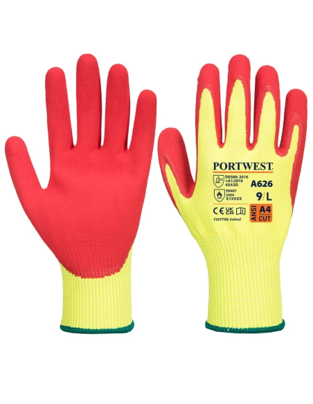 Gant Vis-Tex anticoupure HR - Nitrile couleur : Jaune/Rouge taille L - PORTWEST