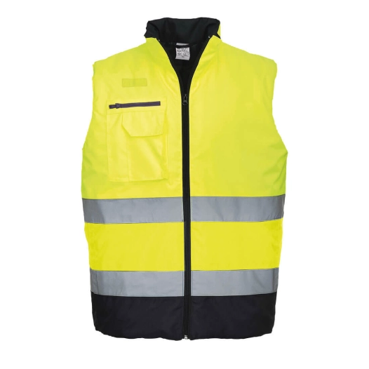 Gilet bodywarmer haute-visibilité bicolore couleur : Jaune/Marine taille M - PORTWEST