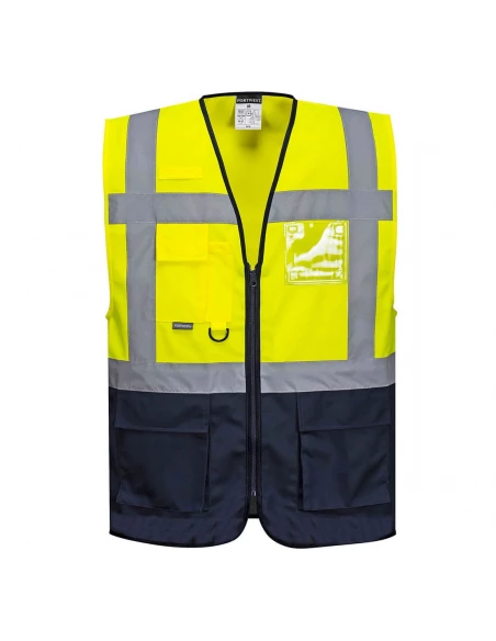 Gilet Executive Warsaw couleur : Jaune/Marine taille L - PORTWEST