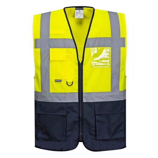 Gilet Executive Warsaw couleur : Jaune/Marine taille XS - PORTWEST