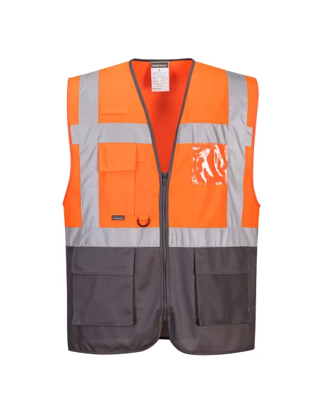 Gilet Executive Warsaw couleur : Orange/Gris taille M - PORTWEST